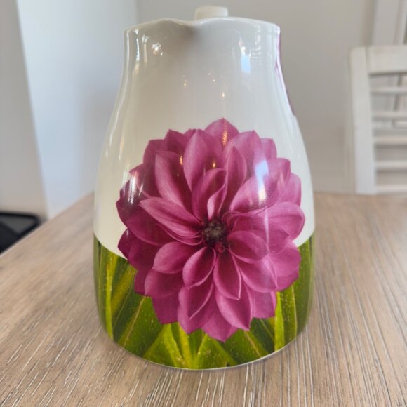 Lord & Taylor Ceramic Water Pitcher Dahlia Flower Print Made in Portugal - Picture 3 of 8
